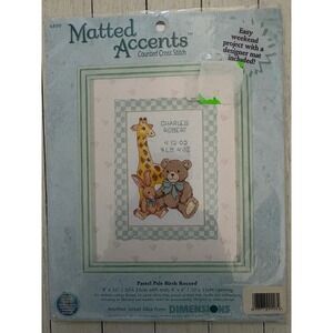 Dimensions 6850 Pastel Pals Birth Record Counted Cross Stitch Kit Matted Accents